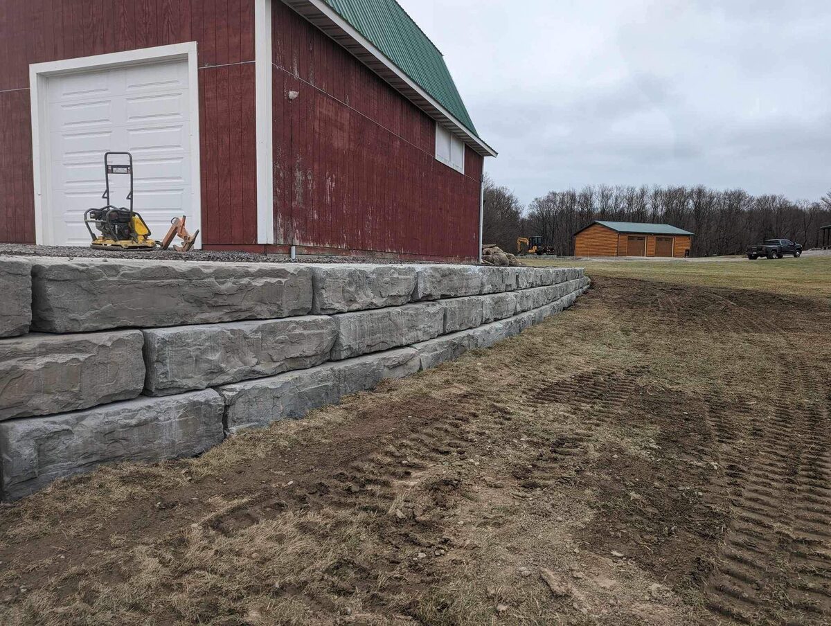 Finished stamped concrete surface at a Central New York home